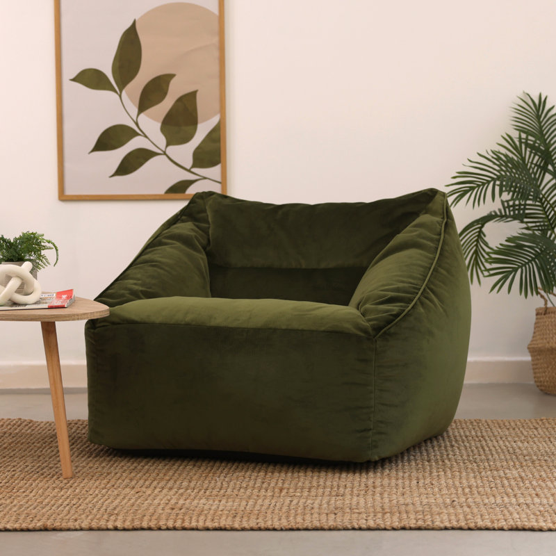 icon Milano Velvet Armchair Bean Bag, Olive Green