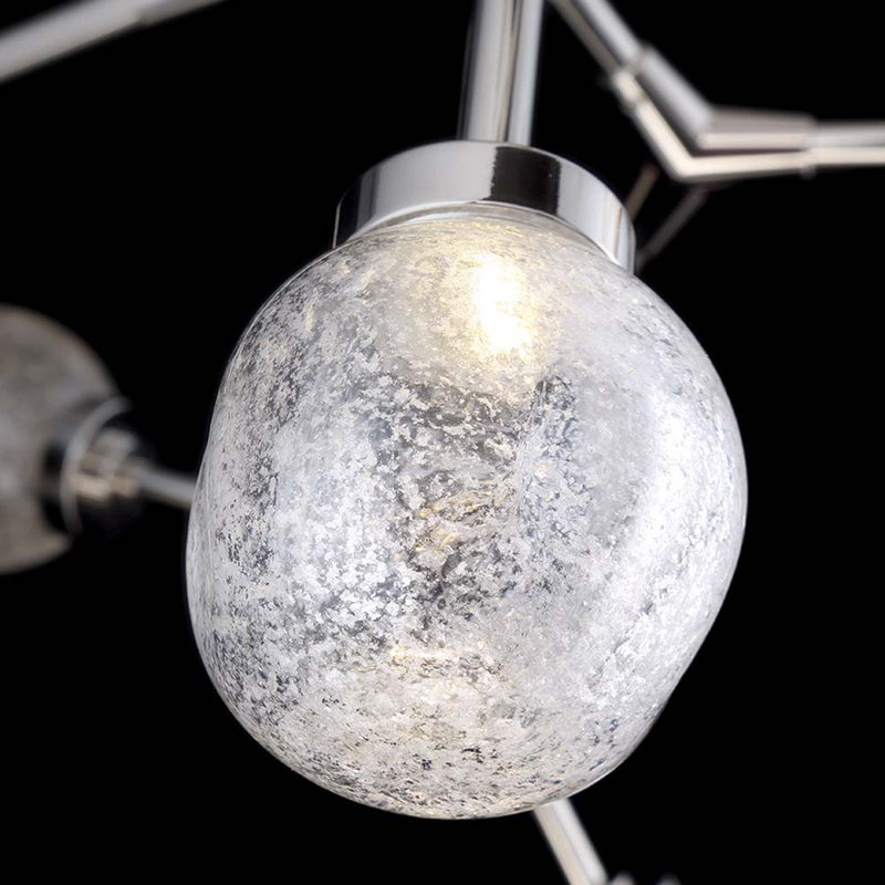 Luxe Polished Nickel 8-Light LED Sputnik Chandelier with Art Glass Shades