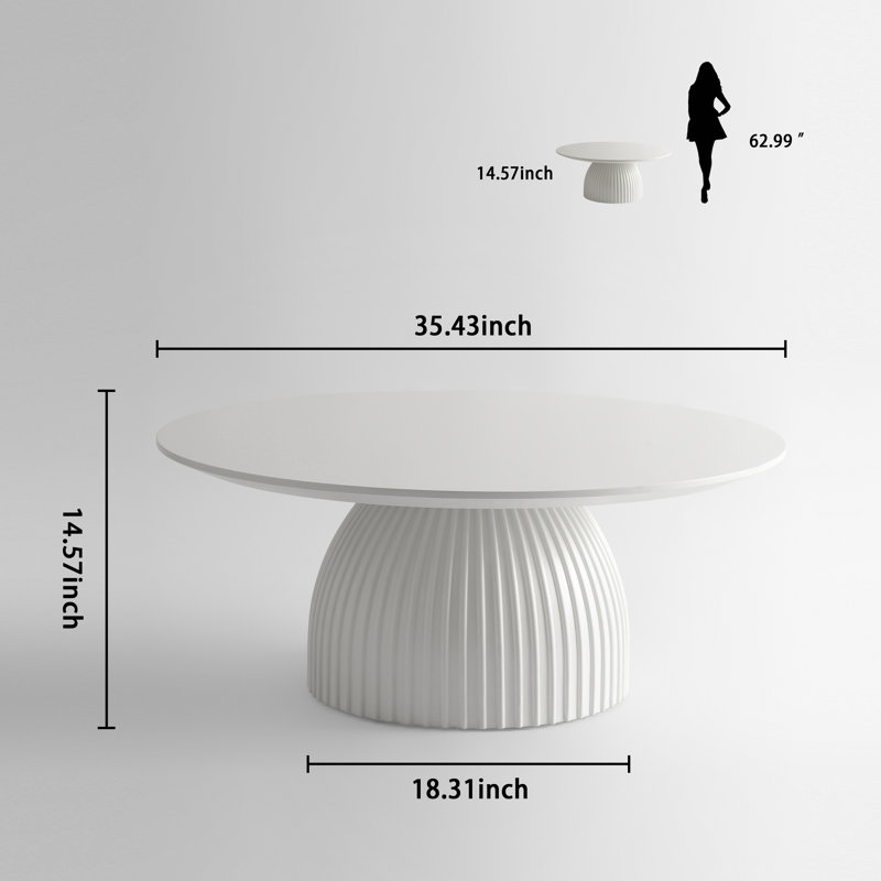 35.43" Round Coffee Table, White