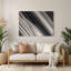 Art mural horizontal rayé horizontal gris clair en métal vert-1826773852