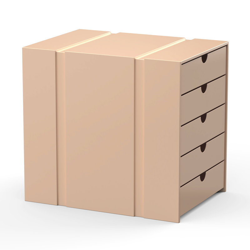 File Cabinet Shelf Organizing Box Settrays 5 Drawers Closed, Milk Tea