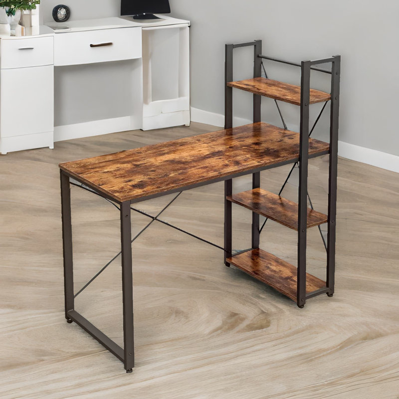 120cm W Rectangle Computer Desk With 3 Shelves