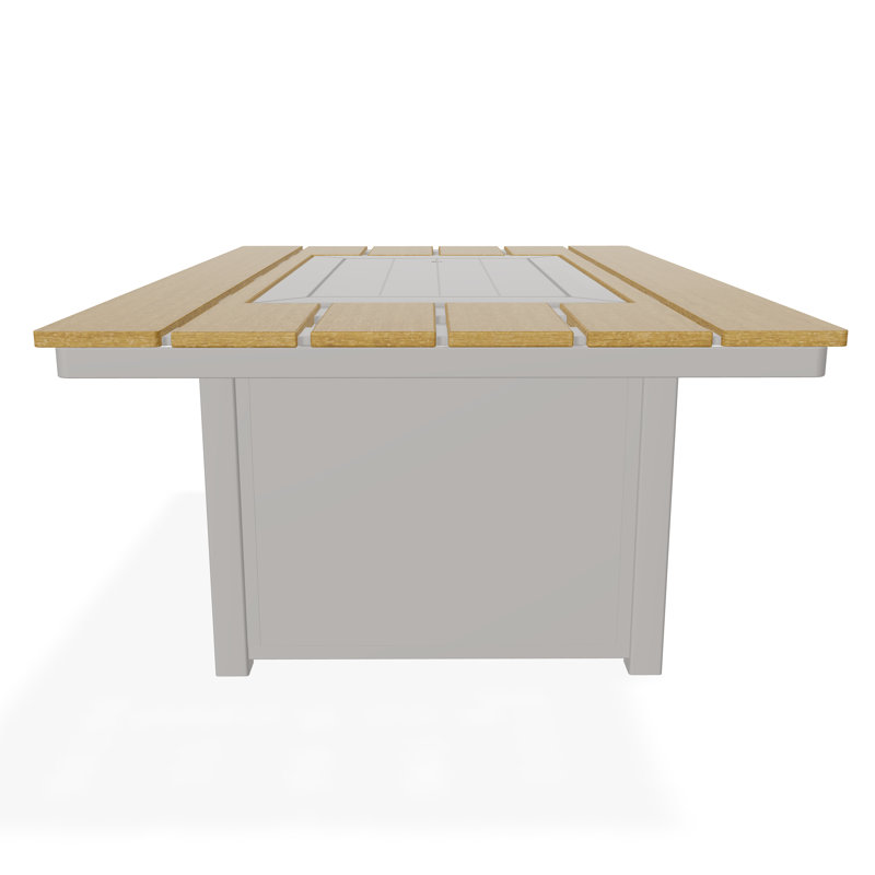 36" x 54" Rustic Polymer Fire Table with Propane Shelf, Warm Gray