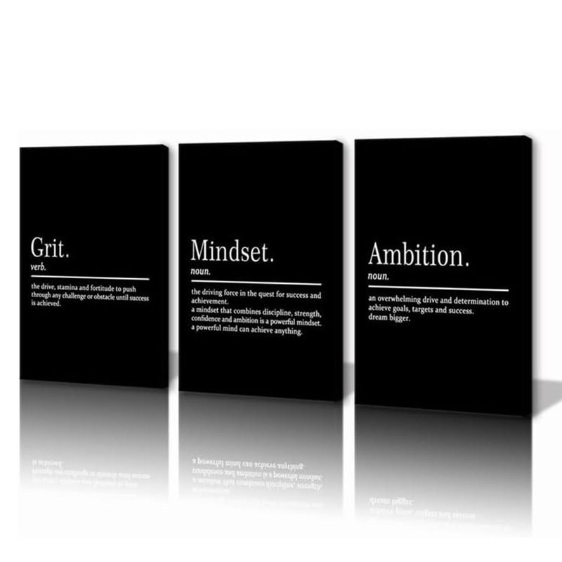 Motivation murale Art-Grit Mindset Ambition, décoration murale, peinture sur toile inspirante