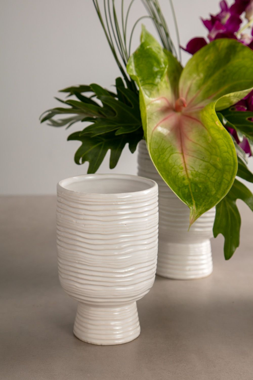 Canella Handmade Ceramic Table Vase, 6.5" H x 4" W x 4" D