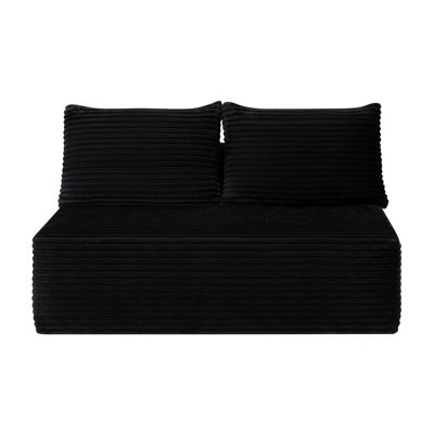 58-Inch 2 Seat Median Longue With Plush Grey Velvet, Cup Holder, Flexible Matching, Mainly For Living Room Use. ,(Plush  Fabric),Black