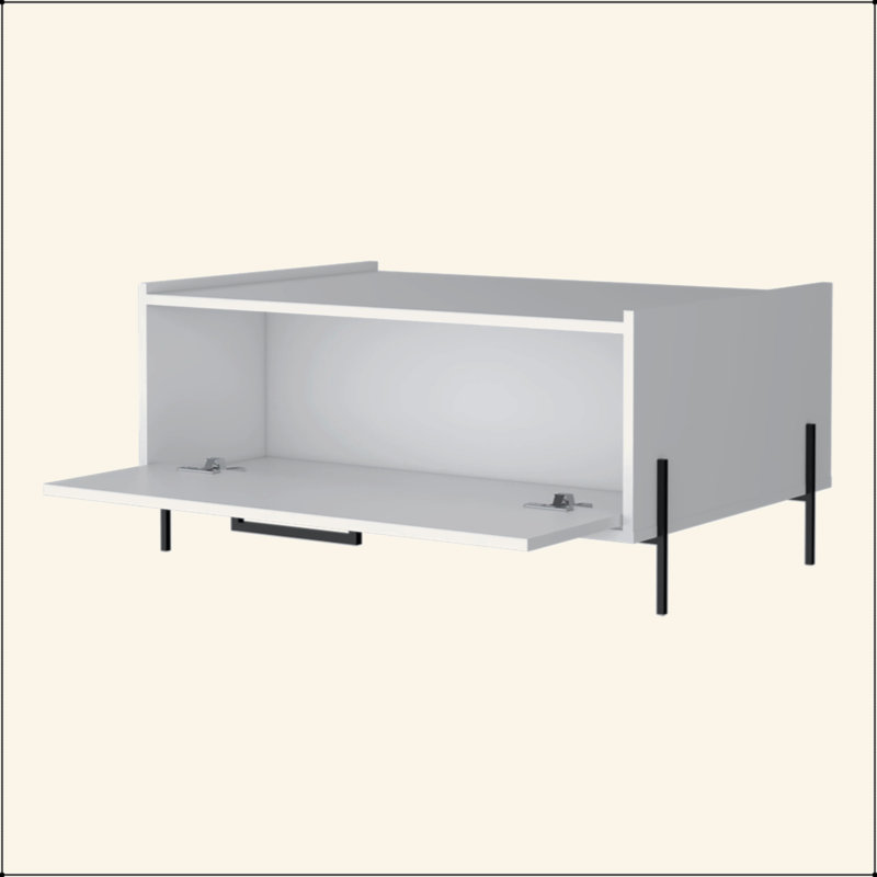 Table basse blanche avec porte rabattable, Blanc