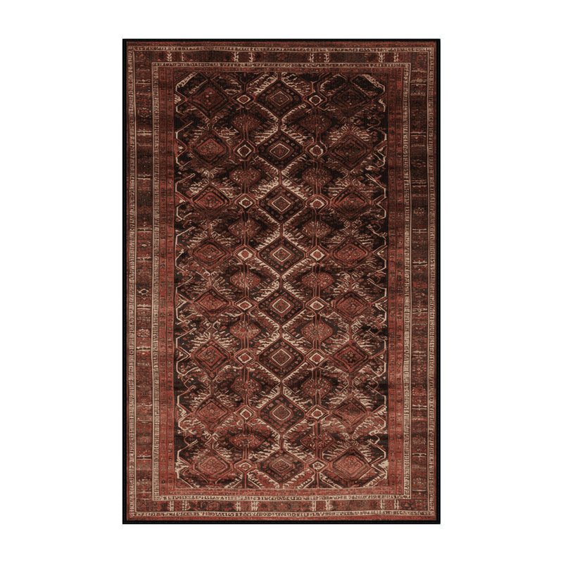 Machine Washable Persian Black Area Rug, Rectangle 2' x 3'
