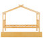 Lit simple avec lit gigogne escamotable, matériau en pin de haute qualité, toit en bois imaginatif, tête de lit confortable, peu d'espace pour les chambres, palette de couleurs naturelles, fabrication en bois de pin de 41,5 po de largeur-1180910102
