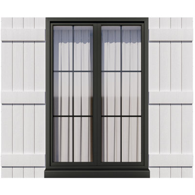 14.5"W, Weather-Resistant Polypropylene Board & Batten Shutters, Easy DIY Install (Set of 2)
