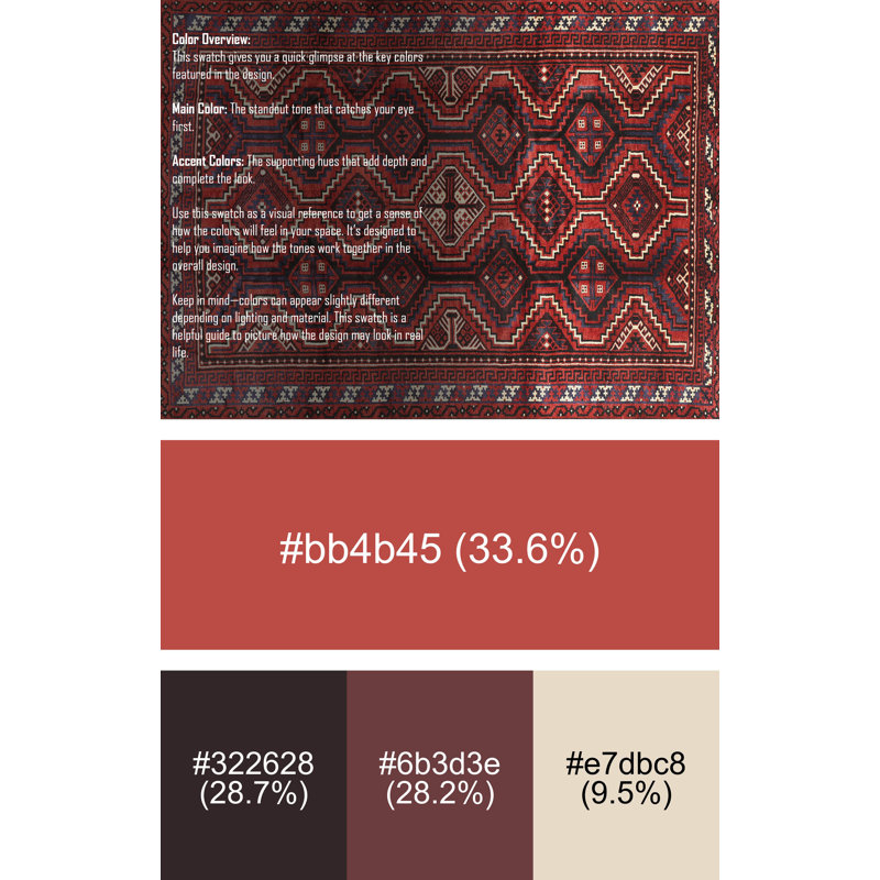 Tapis rouge à motif sud-ouest, Rectangle 5 pi x 8 pi