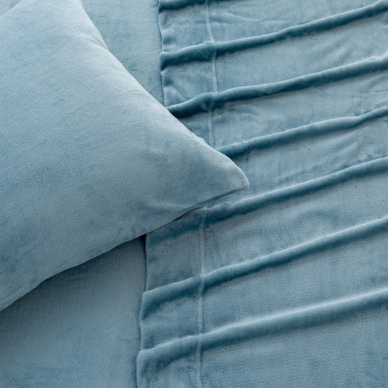 Ensembles de draps en velours ultra doux, Jumeau, Bleu californien