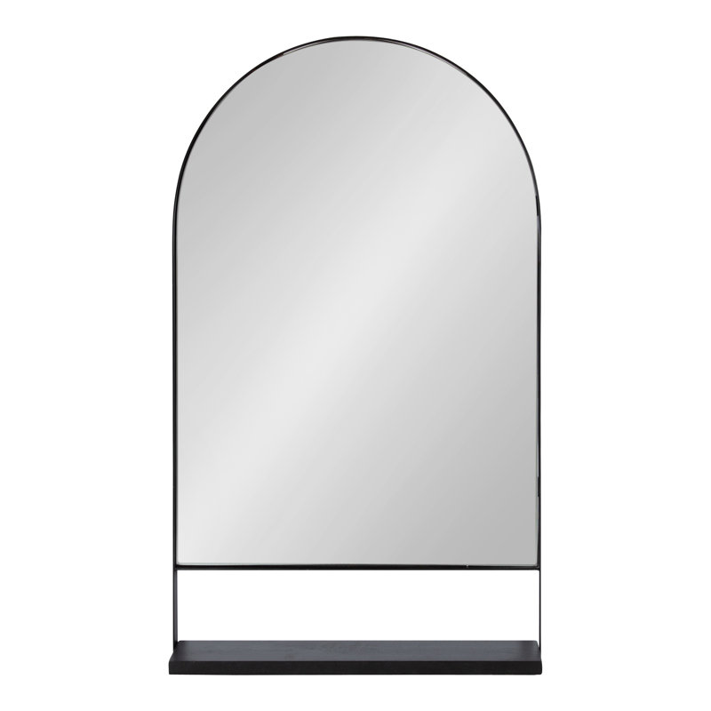 Cielo Arch Mirror with Shelves, Black/Black, 34" x 20"