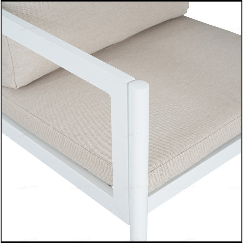 Durable All-Weather Aluminum Frame Patio Chairs With Comfortable Fabric Cushions, Set Of 2, 300Lbs Capacity, Beige