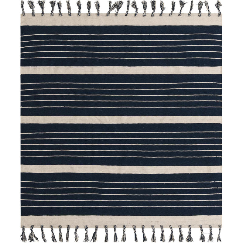 Gwin Cotton Striped Indoor Rug, Square 7'