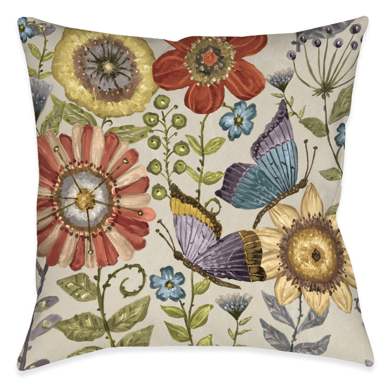  Boho Butterfly Garden Indoor Decorative Pillow By Laural Home