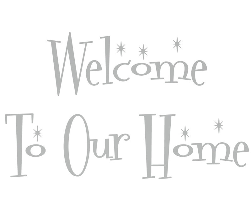 Décalcomanie murale "welcome to the home", H 22 po x l 36 po x P 0,01 po, Argent