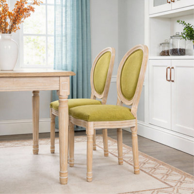 Ensemble de 2 chaises de salle à manger French Country, dossier rembourré, pour le salon, la cuisine, le restaurant, vert