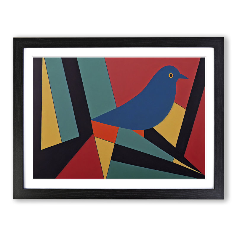 Dove Bird Abstract Vol.4 - Single Picture Frame Print, 46cm H x 64cm W x 2cm D, Black