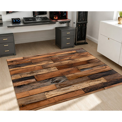 Tapis antidérapant en velours, motif rustique vintage réaliste de planches de bois, lavable à la machine, tapis décoratif pour l'intérieur du salon, de la chambre, de la cuisine, de l'entrée ou d'un appartement.