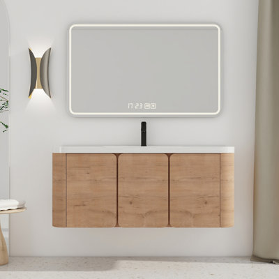 Wall-Mounted Bathroom Vanity With Resin Sink, Soft-Close Door