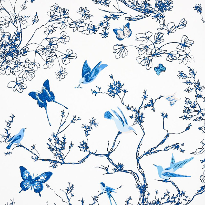 Birds & Butterflies Wallpaper, Porcelain