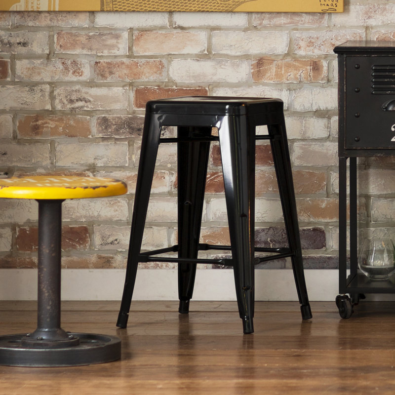 Delavan Counter Stool with Metal Frame, Black