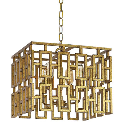 Miami 4 - Light Unique Square Chandelier with Wrought Iron Accents