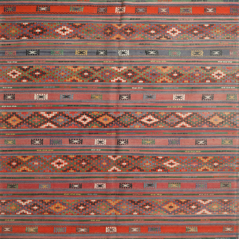 Tapis traditionnel mehroon/noir/bleu, Carré 3 pi