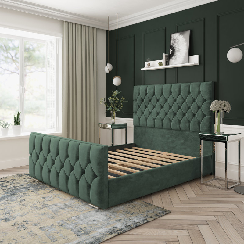 Upholstered Bed, Small Single (2'6), Green