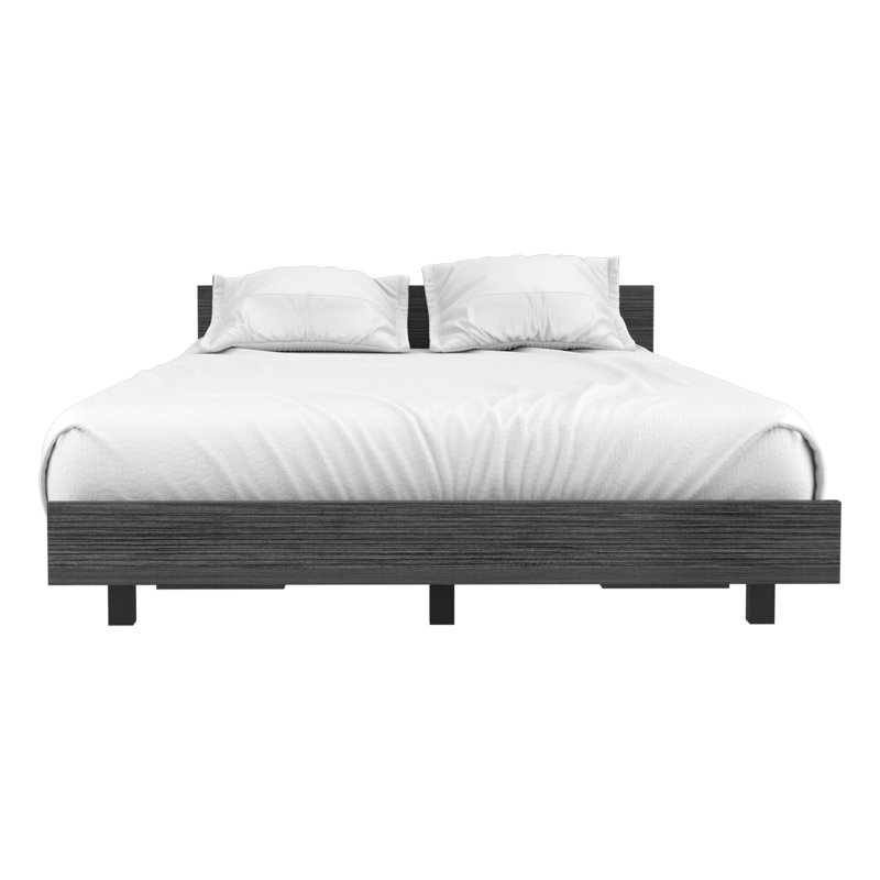 Base de lit simple Kaia, tête de lit - chêne Smokey