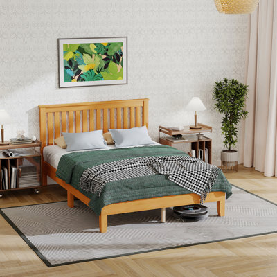 Bed Frame Wooden Platform Bed Frame Wood Slats Support Bed Frame Solid Foundation Wooden Bed Frame With Headboard For Home Bedroom