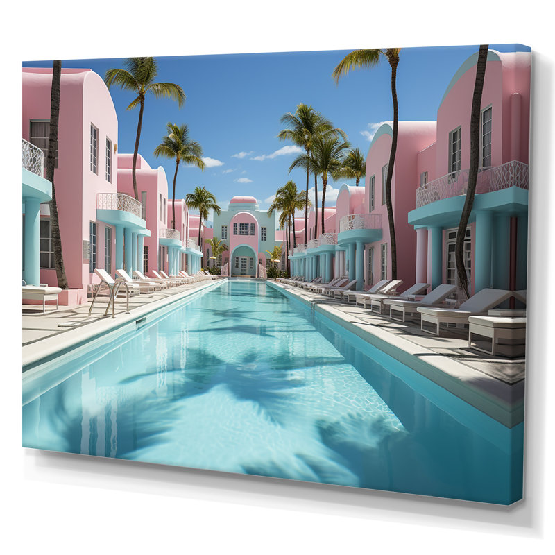 «USA Miami Vibes - USA», reproduction sur toile, Toile tendue, H 34 po x l 44 po x P 1,5 po
