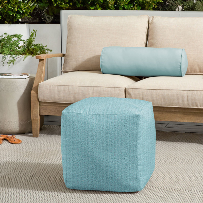 Repose-pieds d'extérieur rembourré avec coussin Sunbrella®, Bleu clair
