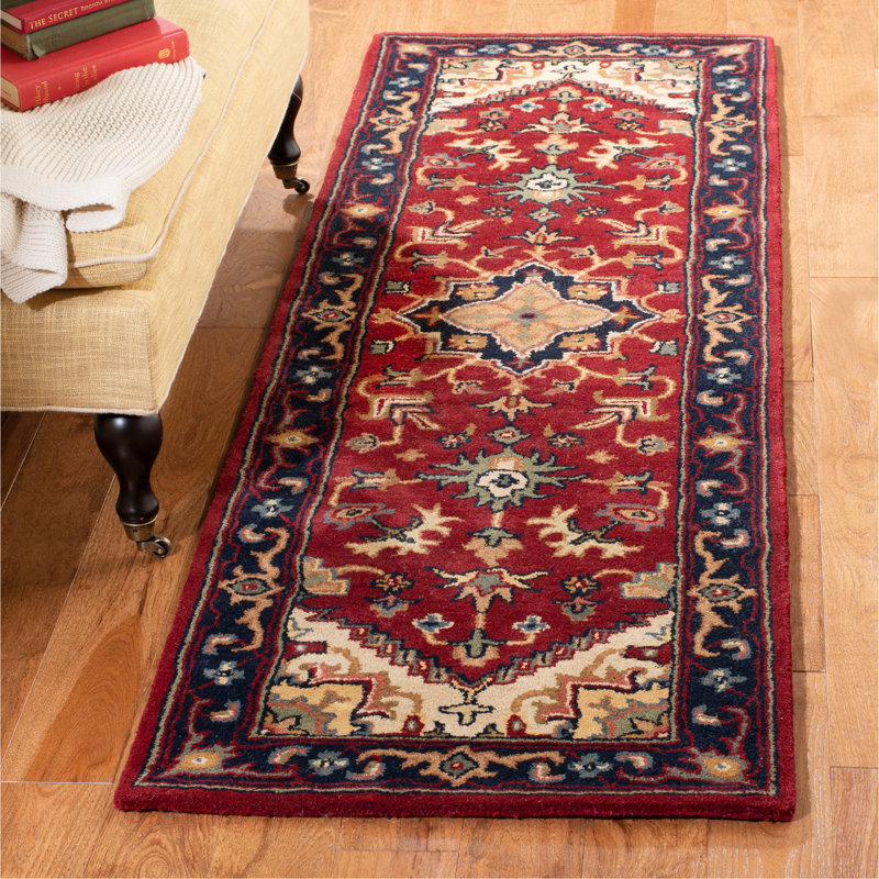Tapis oriental en laine touffeté à la main Balthrop, Tapis de couloir 2 pi 3 po x 18 pi