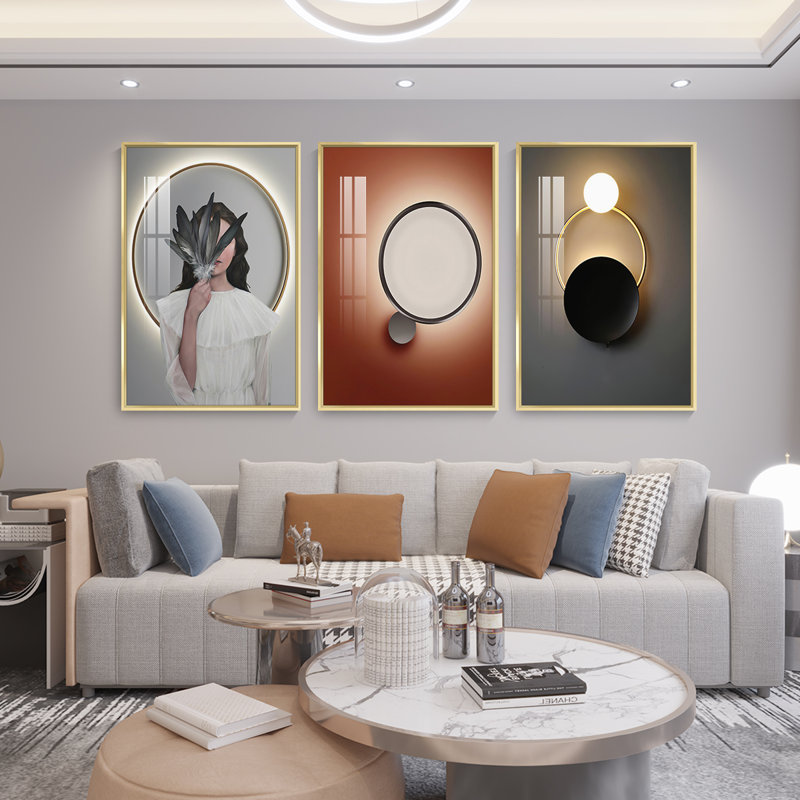 Beauté, art mural encadré en aluminium - Ensemble de 3 reproductions encadrées sur toile 10, Or