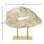 Géode de quartz blanc sur socle doré