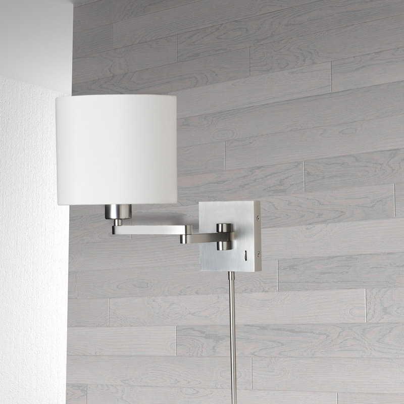Hillerod Steel Plug-in Swing Arm Sconce, Satin Chrome