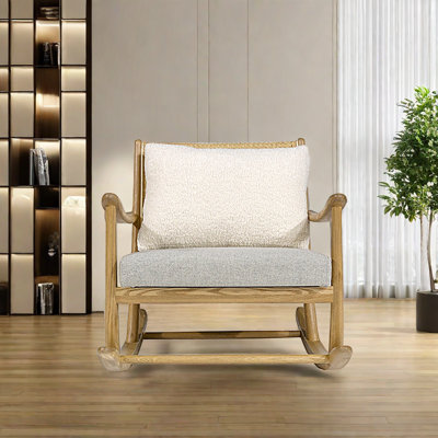 Rattan backed ash wood rocking chair Solid Wood Rocking Chair