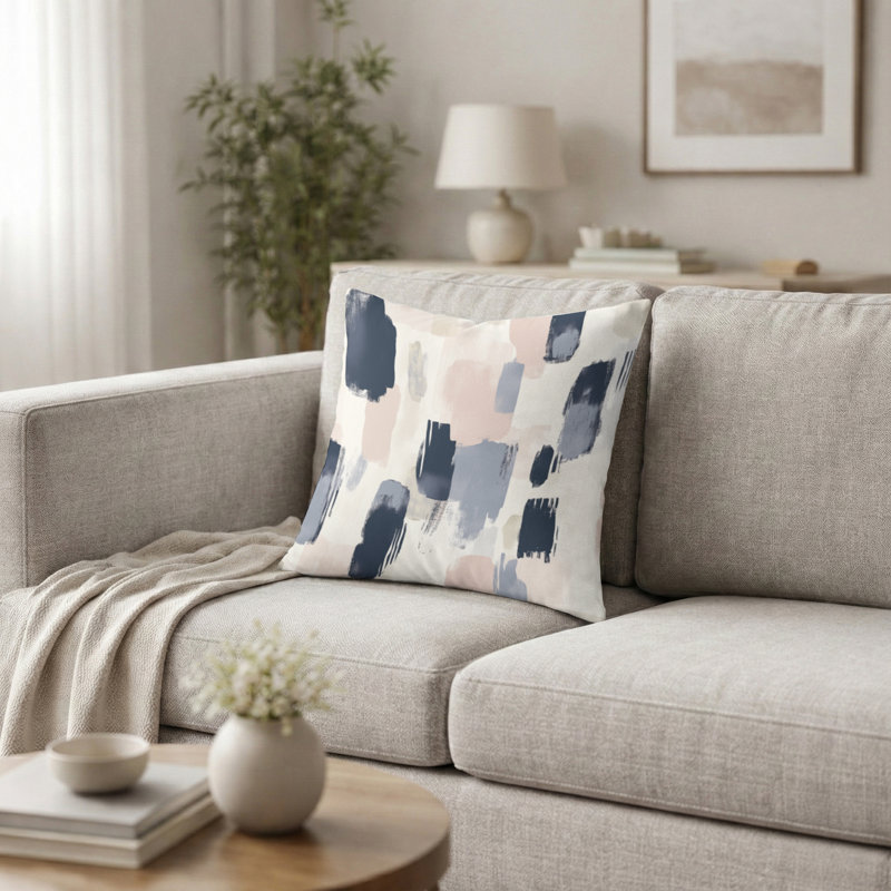 Coussin abstrait - Coussin bleu, H 16 po x l 16 po