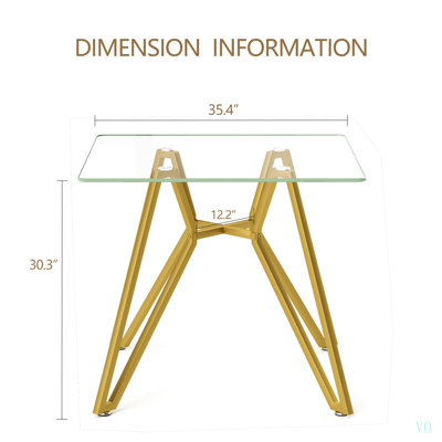 Table de salle à manger carrée en verre trempé de 90 cm (35,4 pouces), idéale pour 2 à 4 personnes, compacte et peu encombrante, avec pieds en métal robustes. Convient à la salle à manger ou au salon.