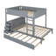 Lit superposé double au-dessus de double gris avec lit gigogne simple, bureau intégré et tiroirs de rangement - Lit mezzanine en bois massif pour enfants-478288266