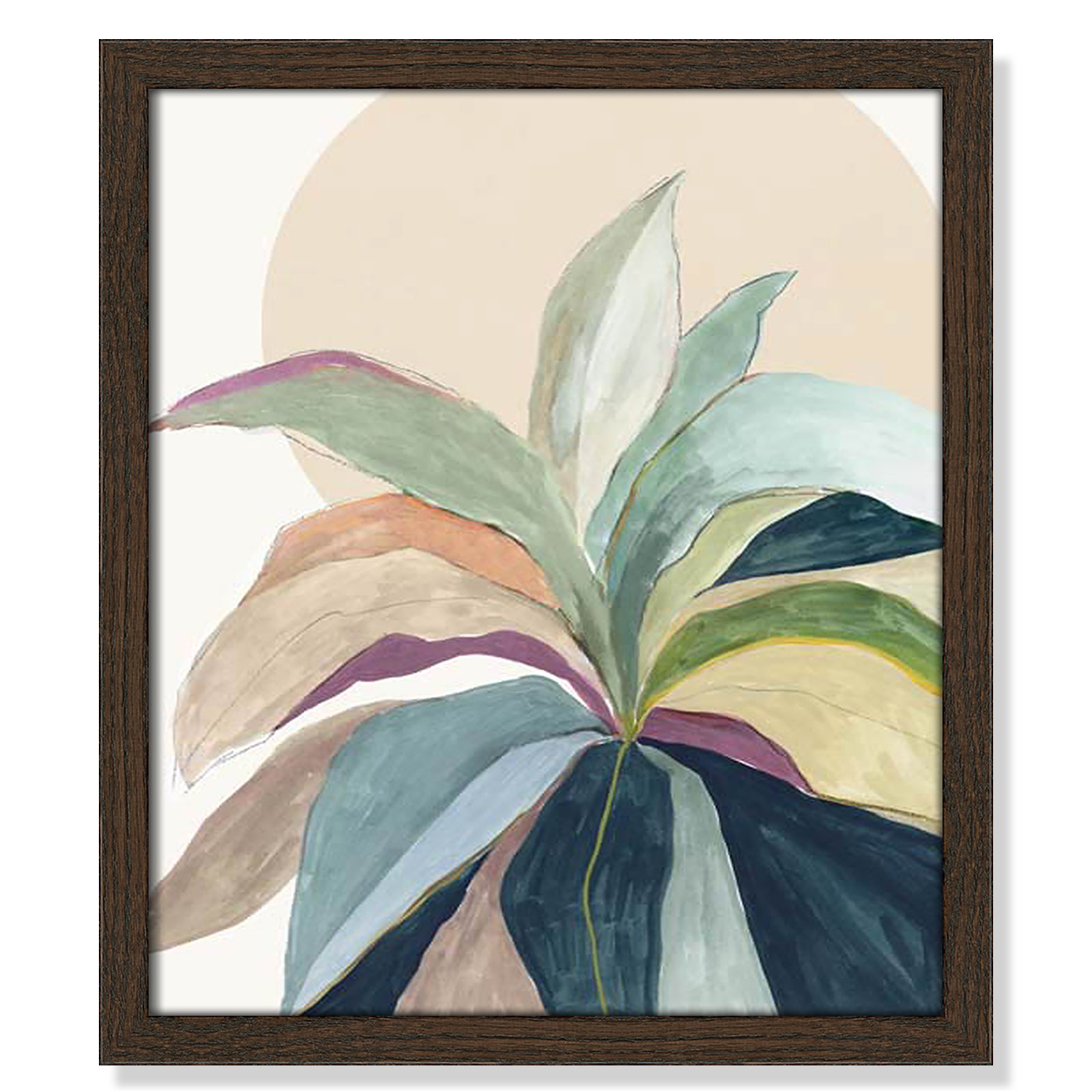 Sunny Bright Leaves II Print by Asia Jensen, Walnut Slim Unmatted Picture Framed, 15" H x 13" W x 0.75" D