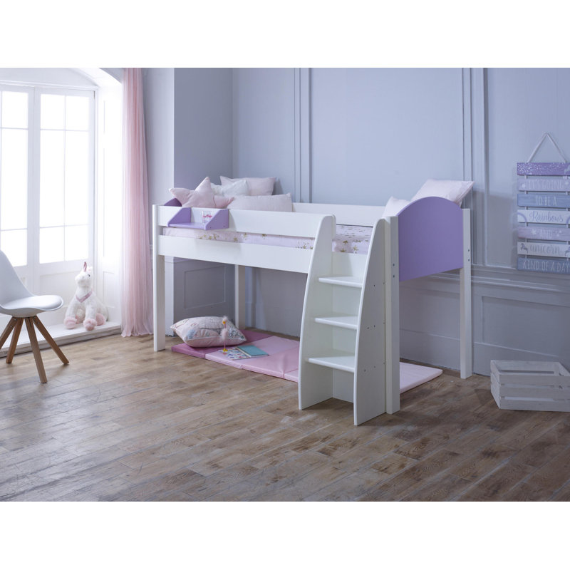 Richas European Single (90 x 200cm) Mid Sleeper Loft Bed Bed, White/Lilac