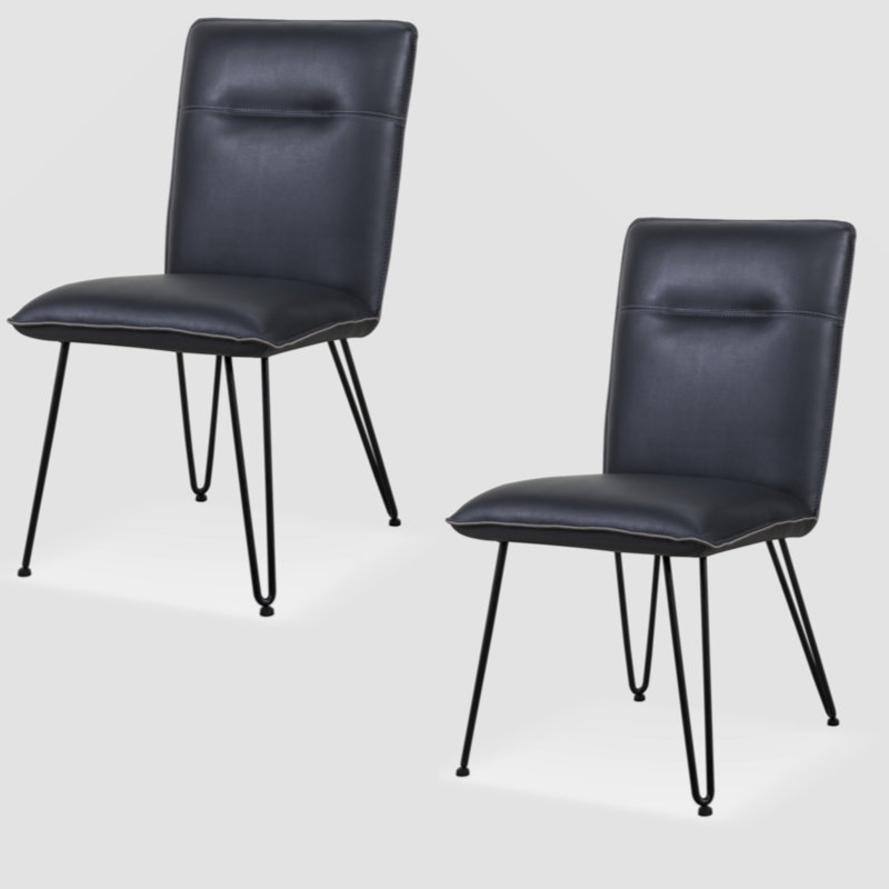 Chaise d'appoint Caydee, Cuir noir