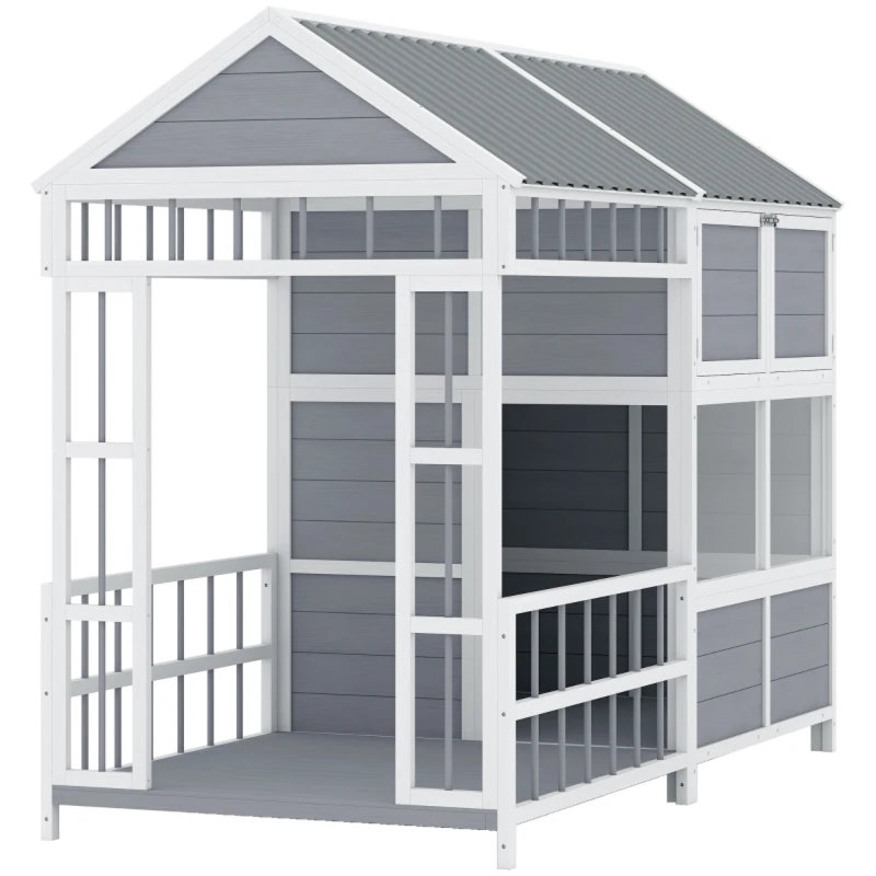 Niche pour chien spacieuse en bois avec rangement, conception moderne pour l'extérieur