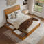 Lit plateforme en bois massif Lamayia avec pied de lit et tiroirs de rangement-846832785-832896266
