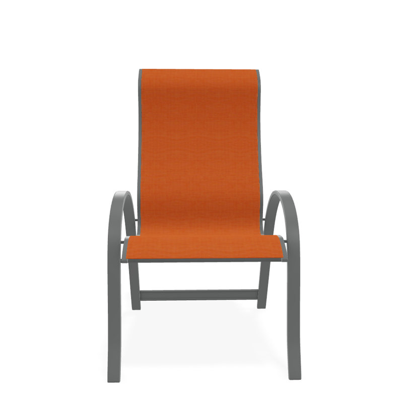 Aruba 1 Outdoor Dining Armchair, Textured Graphite, Canvas Tangerine Sunbrella® Canvas