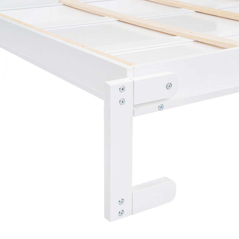 Grand lit escamotable mural avec tablettes, blanc, Blanc