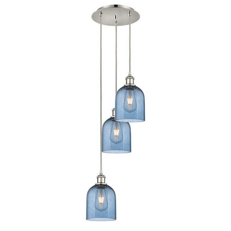 Odaniel 3 - Light Cluster Pendant, Princess Blue, Polished Nickel